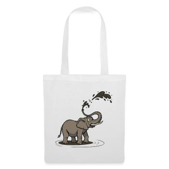 Dreck Schwingender Cartoon Elefant Spaß - Stoffbeutel - Weiß - Vorne