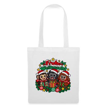 Weihnachts Affen - Stoffbeutel - Weiß - Vorne