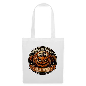 Halloween Kürbisbadge Trick or Treat - Stoffbeutel - Weiß - Vorne
