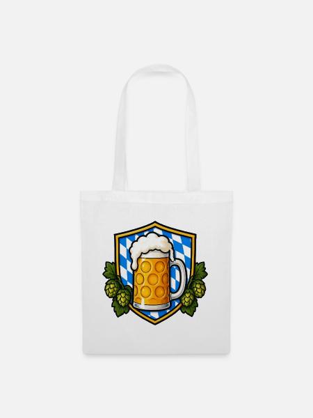 Bayerisches Bierkrug Emblem - Stoffbeutel - Weiß