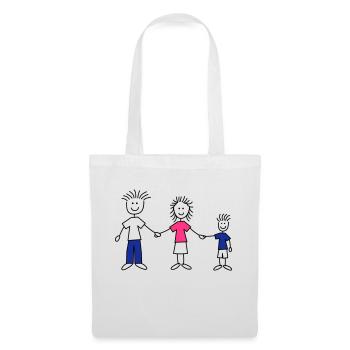 family_dad_and_mom_with_boy_3c - Stoffbeutel - Weiß - Vorne