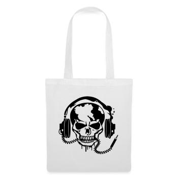 Skull with headphones - Tote Bag - white - Front