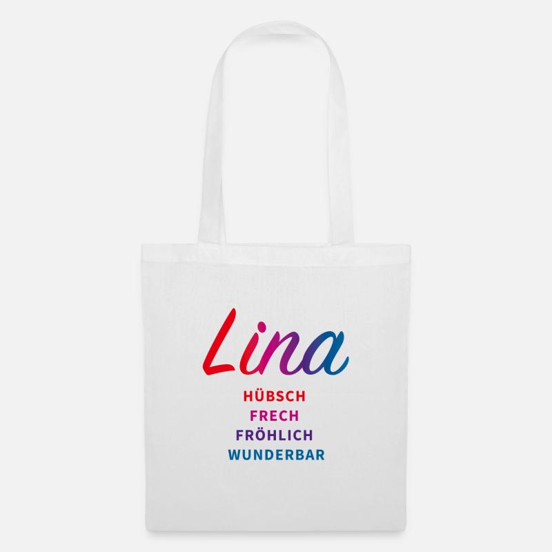 Lina - hübsch frech fröhlich wunderbar - Stoffbeutel - Weiß