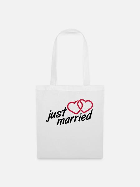 Just Married Heart Logo Design - Stoffbeutel - Weiß