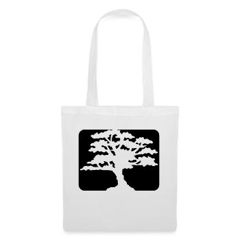 button tree leaves sports logo red blue forest silh - Tote Bag - white - Front
