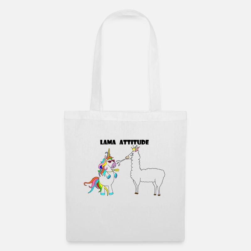 Licorne et lama - Sac en tissu - blanc