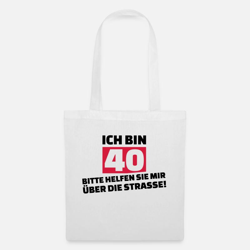 40. Geburtstag - Stoffbeutel - Weiß
