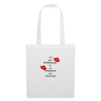 T-shirt Marraine et Parrain qui dechire - Sac en tissu - blanc - Devant