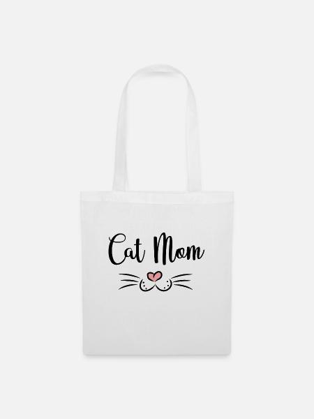 Cat Mom Heart - Stoffbeutel - Weiß