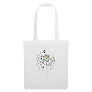 Notre terre, la nature, les fleurs, la lune et les étoiles - Sac en tissu - blanc - Devant