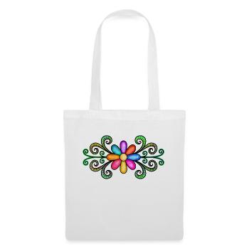 Ornement floral - Sac en tissu - blanc - Devant