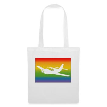 Flugzeug Regenbogen - Stoffbeutel - Weiß - Vorne