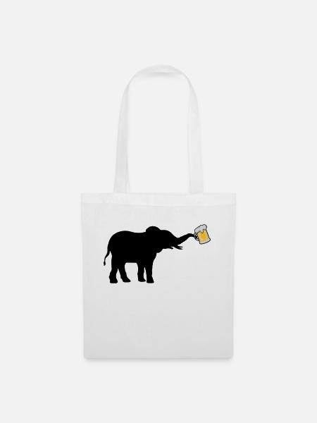 Bier Krug Elefant cool - Stoffbeutel - Weiß
