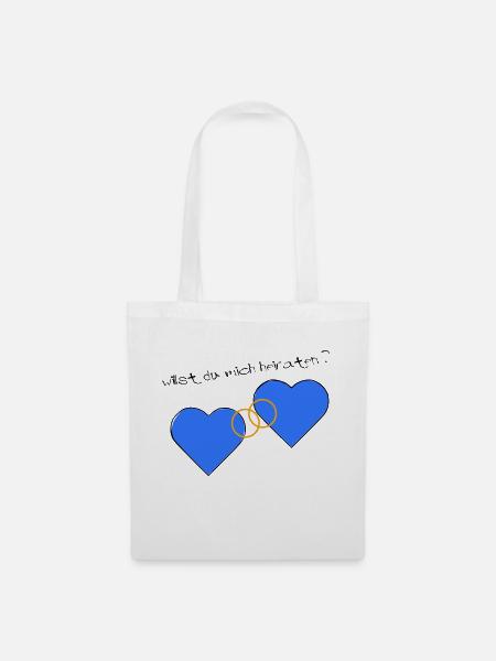 Heiratsantrag blau blau - Stoffbeutel - Weiß