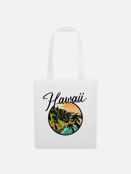hawaii island nature icon Insel Natur color Logo - Stoffbeutel - Weiß