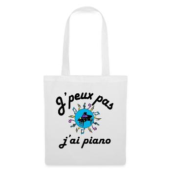 J'peux pas j'ai piano texte noir - Sac en tissu - blanc - Devant