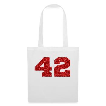 Number 42 Red Glitter - 42nd Anniversary - Tote Bag - white - Front