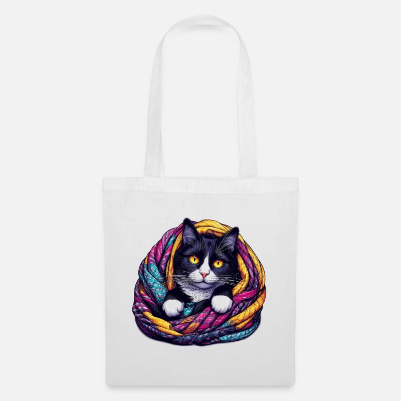 Katze - Stoffbeutel - Weiß