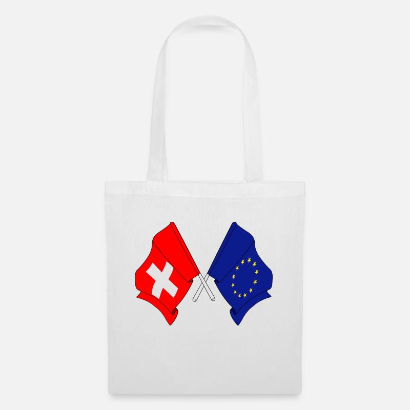Flagge der Schweiz, Flagge Europa - Stoffbeutel - Weiß