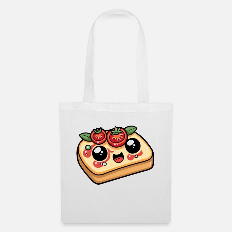 Lustiges Brot mit Tomate Comic - Stoffbeutel - Weiß