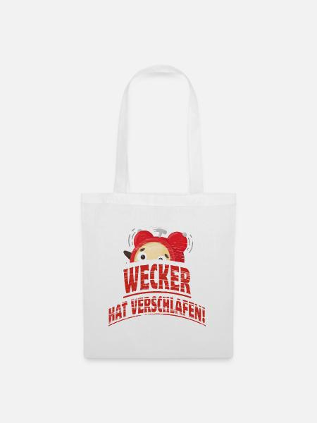 Wecker hat verschlafen - Stoffbeutel - Weiß