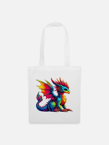 Drache - Stoffbeutel - Weiß