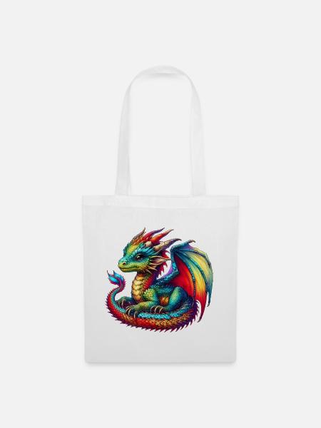 Drache - Stoffbeutel - Weiß