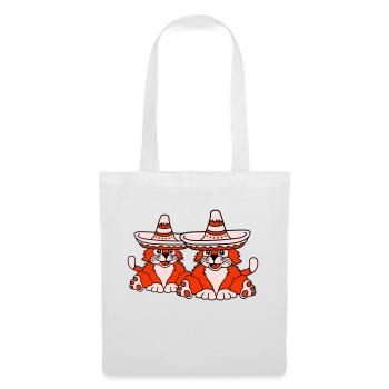 2 Sombrero Hat Chats Amis de la culture mexicaine - Sac en tissu - blanc - Devant