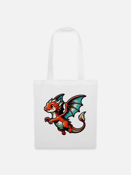 Drache - Stoffbeutel - Weiß