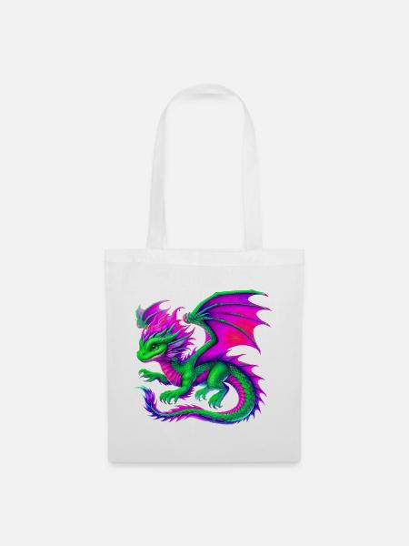 Drache - Stoffbeutel - Weiß