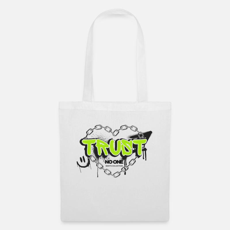Trust No One – Ketten & Graffiti Herz Design - Stoffbeutel - Weiß