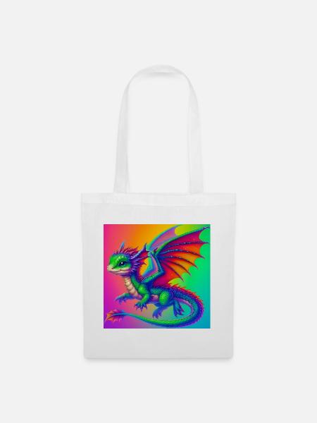 Drache - Stoffbeutel - Weiß
