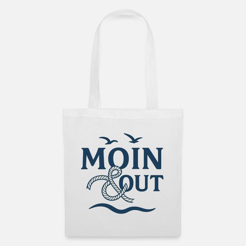 Moin & Out Nautik Logo - Stoffbeutel - Weiß