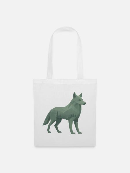 Geometrischer Wolf - Stoffbeutel - Weiß