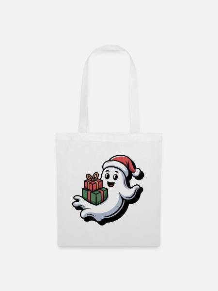 Weihnachtsgeist mit Geschenken - Stoffbeutel - Weiß