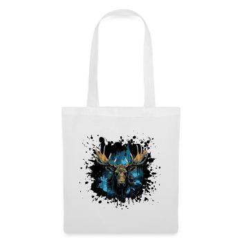 Nordic Moose Head Blue Watercolor Painting - Tote Bag - white - Front