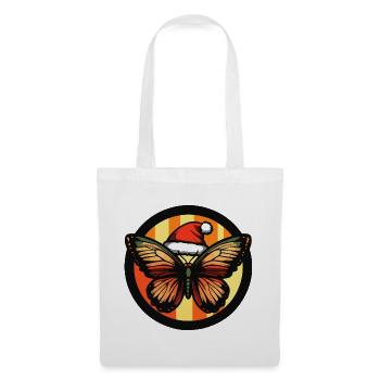 Winterzauber Schmetterling mit Weihnachtsmütze - Stoffbeutel - Weiß - Vorne