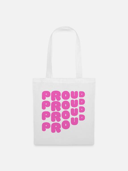 Pride / CSD / LGBTQ+ Design "PROUD" - Stoffbeutel - Weiß