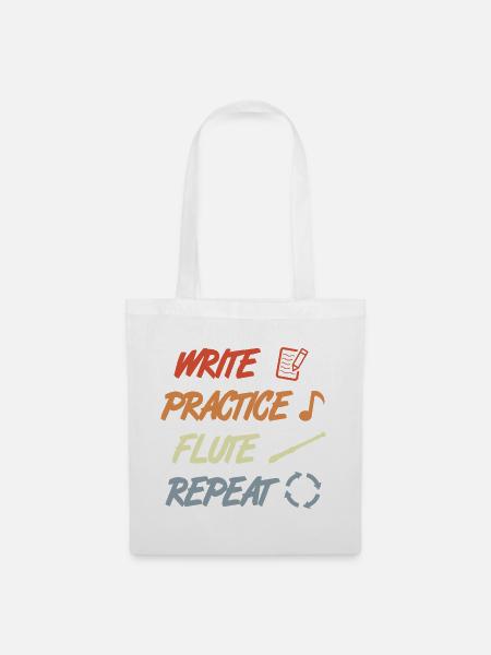 Write Practice Flute Repeat - Stoffbeutel - Weiß