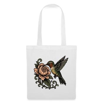 Hummingbird with Rose Vintage Tattoo - Tote Bag - white - Front