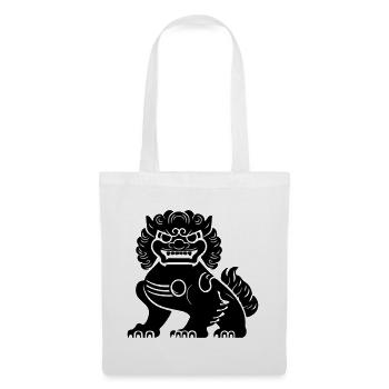 Lion chinois - Sac en tissu - blanc - Devant