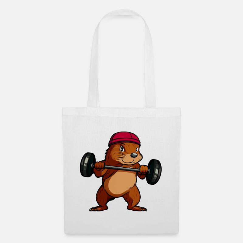 Powerful Squirrel Dumbbell Hero - Tote Bag - white