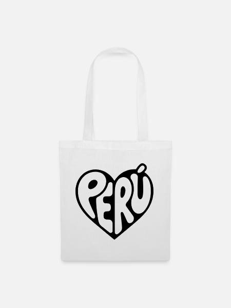 Peru Herz Typografie - Stoffbeutel - Weiß