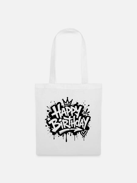 Happy Birthday Graffiti Party Motiv - Stoffbeutel - Weiß