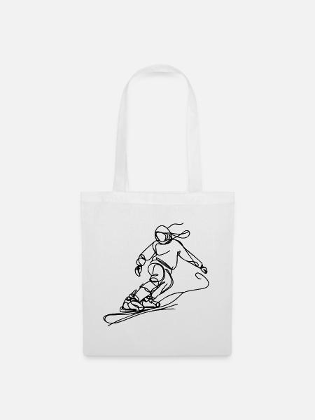 Snowboarder Zeichnung - Stoffbeutel - Weiß