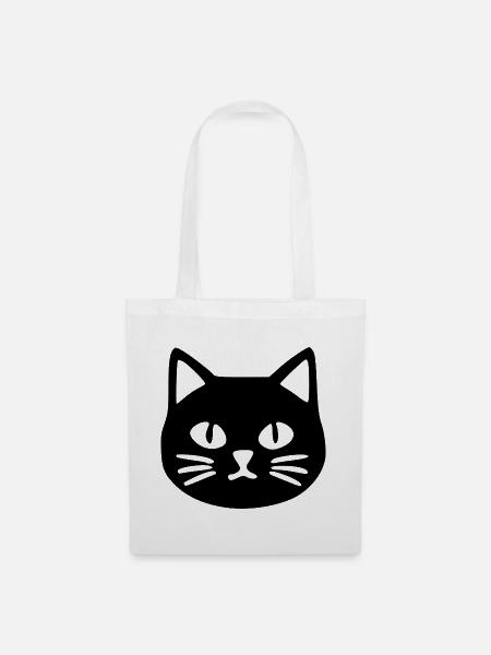Katzengesicht Katze Geschenk Katzenliebhaber - Stoffbeutel - Weiß
