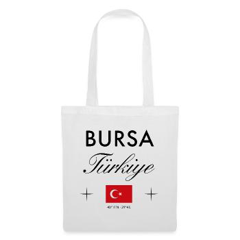 Bursa Turkei Koordinaten Reise Souvenir - Stoffbeutel - Weiß - Vorne