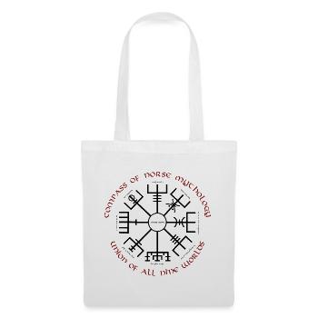 Vegvisir Wikinger Kompass Neun Welten Dunkelrot - Stoffbeutel - Weiß - Vorne