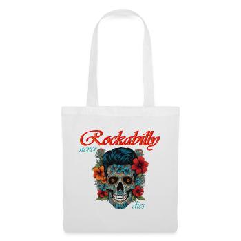 Rockabilly Never Dies – Floral Skull - Stoffbeutel - Weiß - Vorne
