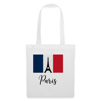 Paris Tricolore & Eiffelturm-Silhouette - Stoffbeutel - Weiß - Vorne